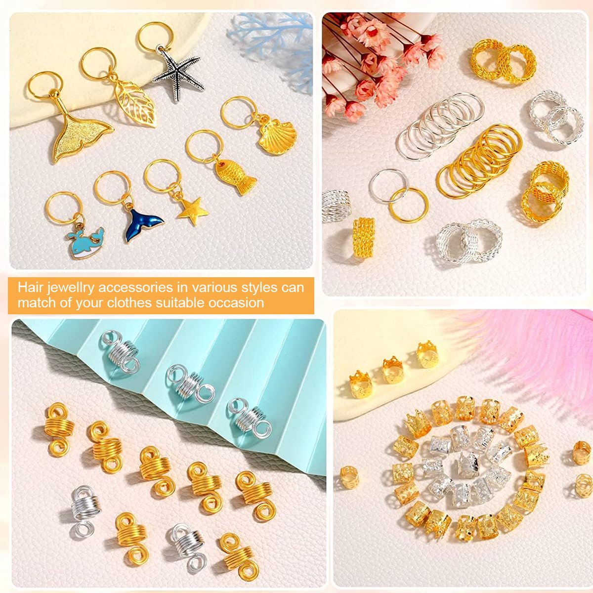 PALAY 292pcs Hair Jewelry for Braids, Assorted Dreadlocks Hair Braiding Charms, Stylish Metal Hair Pendants Coils Rings Clips Hair Accessories for Women Girls PALAY 292pcs Hair Jewelry for Braids, Assorted Dreadlocks Hair Braiding Charms, Stylish Metal Hair Pendants Coils Rings Clips Hair Accessories for Women Girls